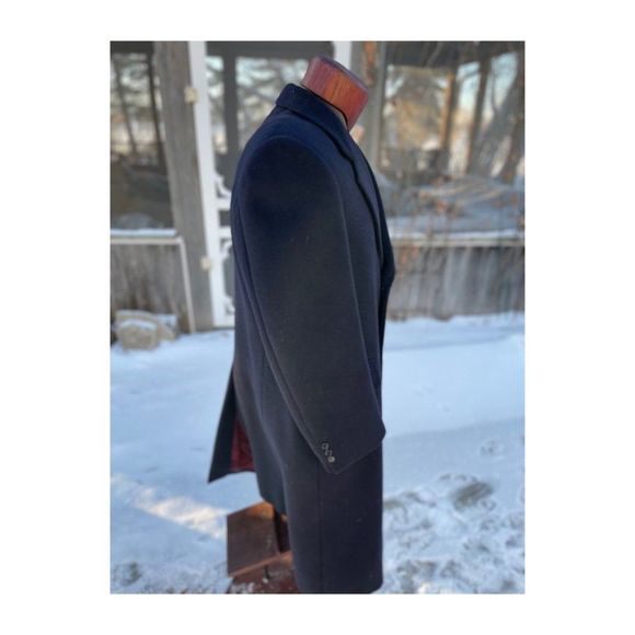 Vintage 80s Bay Club Black Peacoat Wool Cashmere Single Breast - Picture 7 of 13
